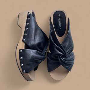 KELSI DAGGER BROOKLYN Sprinter Black Leather Studded Slide Sandal Size 8.5